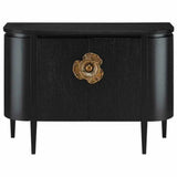 Caviar Cabinet with Antique Brass Briallen Black Demi-Lune Accent Cabinets LOOMLAN By Currey & Co