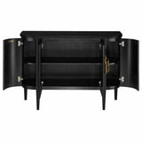 Caviar Cabinet with Antique Brass Briallen Black Demi-Lune Accent Cabinets LOOMLAN By Currey & Co