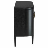 Caviar Cabinet with Antique Brass Briallen Black Demi-Lune Accent Cabinets LOOMLAN By Currey & Co