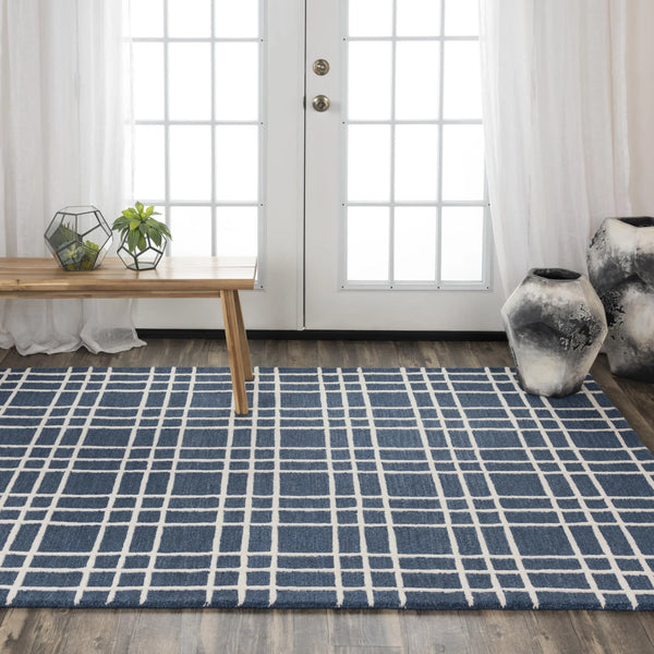 Ceas Plaid Blue Living Room Rug Area Rugs LOOMLAN By LOOMLAN