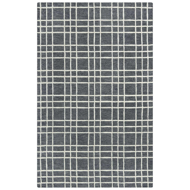 Cees Plaid Gray Living Room Rug Area Rugs LOOMLAN By LOOMLAN