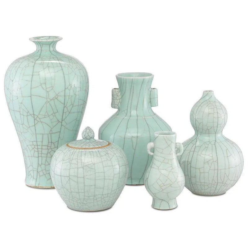 Celadon Crackle Maiping Double Gourd Vase Vases & Jars LOOMLAN By Currey & Co