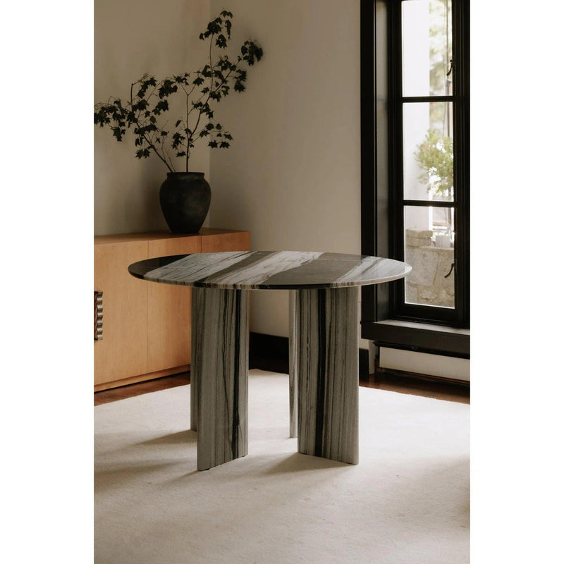 Celia Grey Marble and Wood Round Dining Table Dining Tables LOOMLAN By Moe's Home