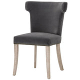 Celina Dining Chair Dark Dove Velvet Natural Oak Gold Nails Dining Chairs LOOMLAN By Essentials For Living