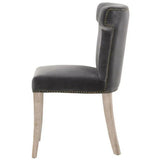 Celina Dining Chair Dark Dove Velvet Natural Oak Gold Nails Dining Chairs LOOMLAN By Essentials For Living