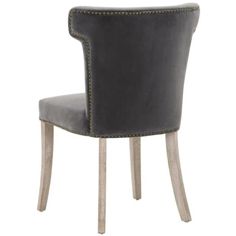 Celina Dining Chair Dark Dove Velvet Natural Oak Gold Nails Dining Chairs LOOMLAN By Essentials For Living