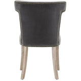 Celina Dining Chair Dark Dove Velvet Natural Oak Gold Nails Dining Chairs LOOMLAN By Essentials For Living