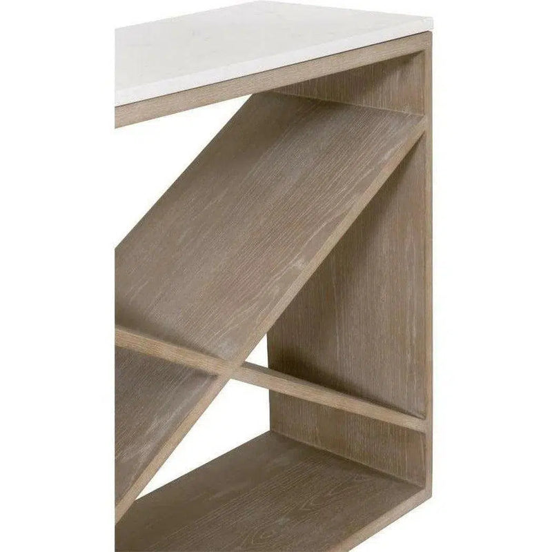 Cellar Console Table Gray Oak White Quartz Console Tables LOOMLAN By Essentials For Living