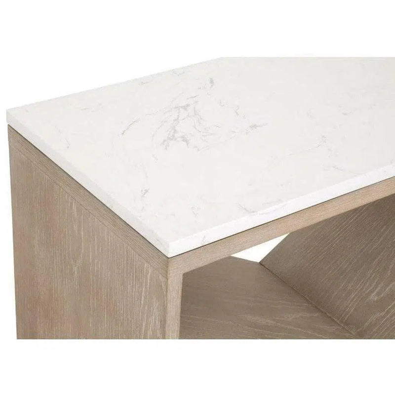 Cellar Console Table Gray Oak White Quartz Console Tables LOOMLAN By Essentials For Living