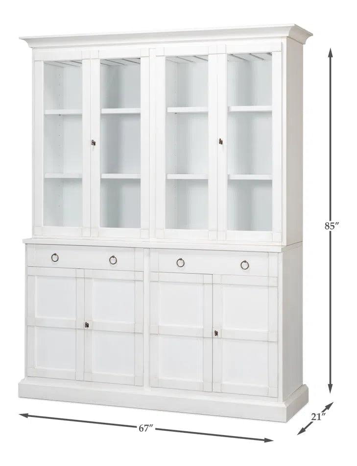 Center Buffet & Hutch Glass Doors & Drawers Cortina White Buffets & Curios LOOMLAN By Sarreid