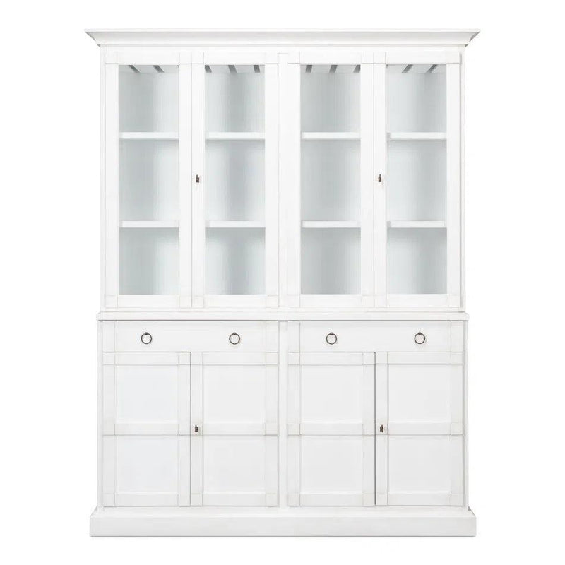 Center Buffet & Hutch Glass Doors & Drawers Cortina White Buffets & Curios LOOMLAN By Sarreid