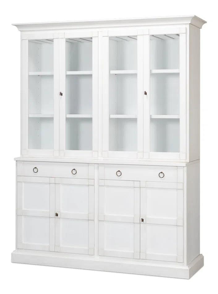 Center Buffet & Hutch Glass Doors & Drawers Cortina White Buffets & Curios LOOMLAN By Sarreid