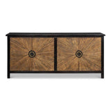 Centrum Four Door Sideboard Black Distressed Finish Sideboards LOOMLAN By Sarreid