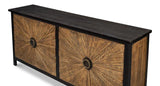 Centrum Four Door Sideboard Black Distressed Finish Sideboards LOOMLAN By Sarreid