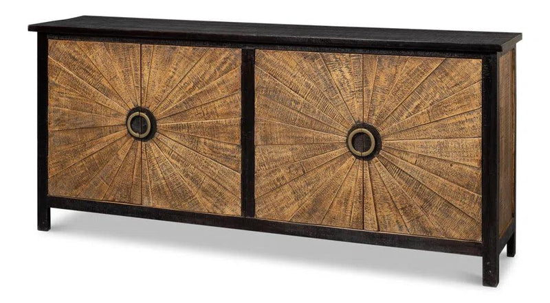 Centrum Four Door Sideboard Black Distressed Finish Sideboards LOOMLAN By Sarreid