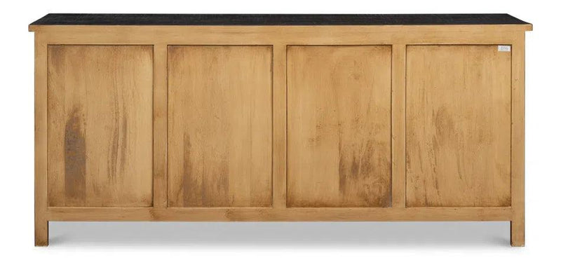 Centrum Four Door Sideboard Black Distressed Finish Sideboards LOOMLAN By Sarreid