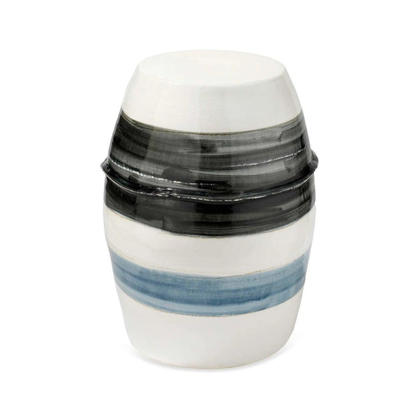 Ceramic Horizon Striped Mid Century Modern Side Table Side Tables LOOMLAN By Jamie Young