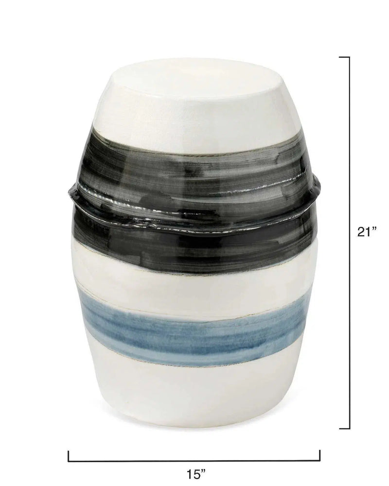 Ceramic Horizon Striped Mid Century Modern Side Table Side Tables LOOMLAN By Jamie Young