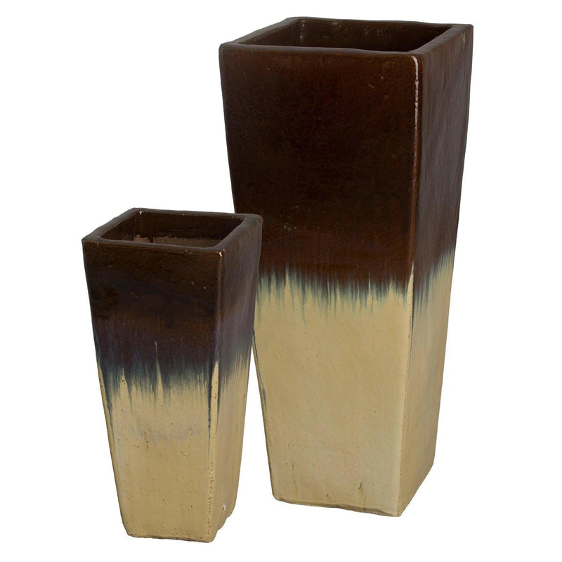 Ceramic Tall Square Planter Outdoor Planters LOOMLAN By Emissary