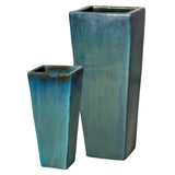 Ceramic Tall Square Planter Outdoor Planters LOOMLAN By Emissary