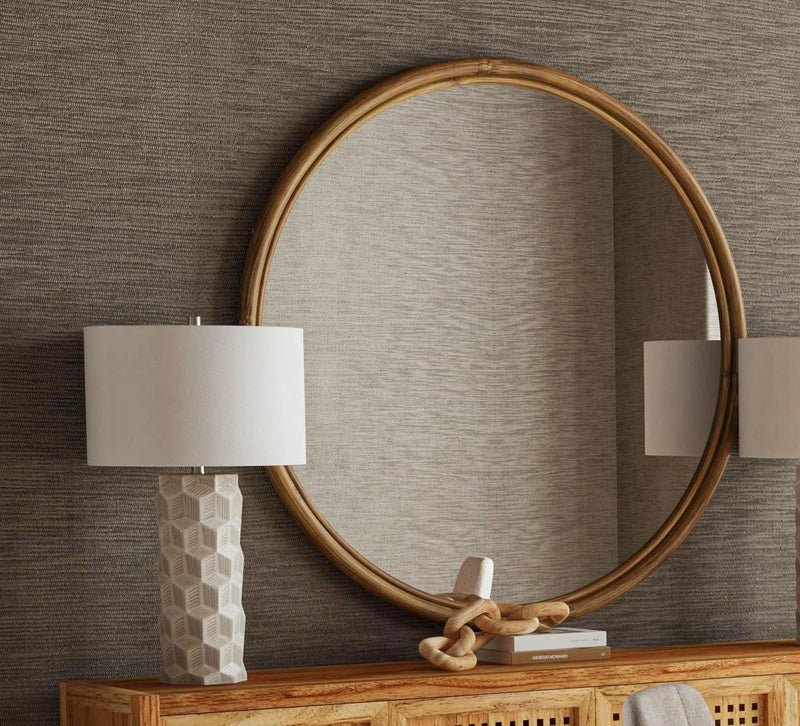 Certa Rattan Brown Wall Mirror Wall Mirrors LOOMLAN By Bassett Mirror