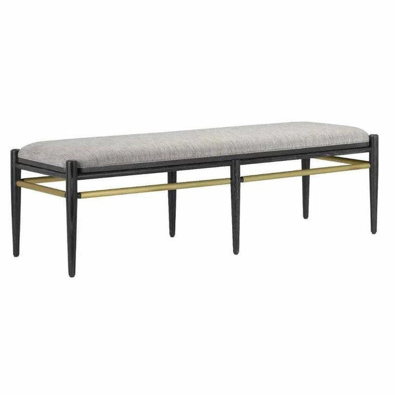 Ceruse Black Brushed Brass Visby Smoke Black Bench Bedroom Benches LOOMLAN By Currey & Co