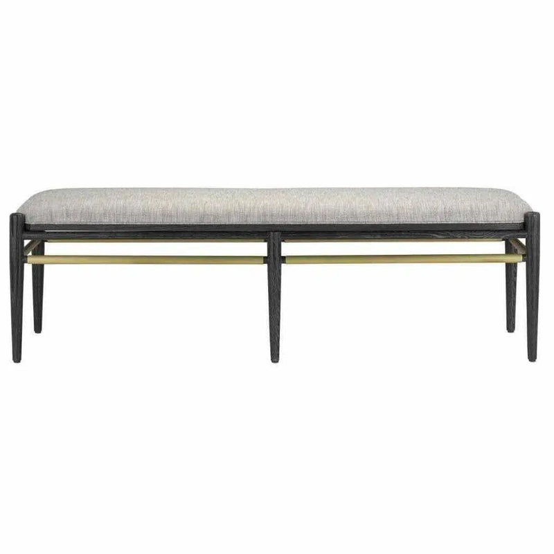 Ceruse Black Brushed Brass Visby Smoke Black Bench Bedroom Benches LOOMLAN By Currey & Co