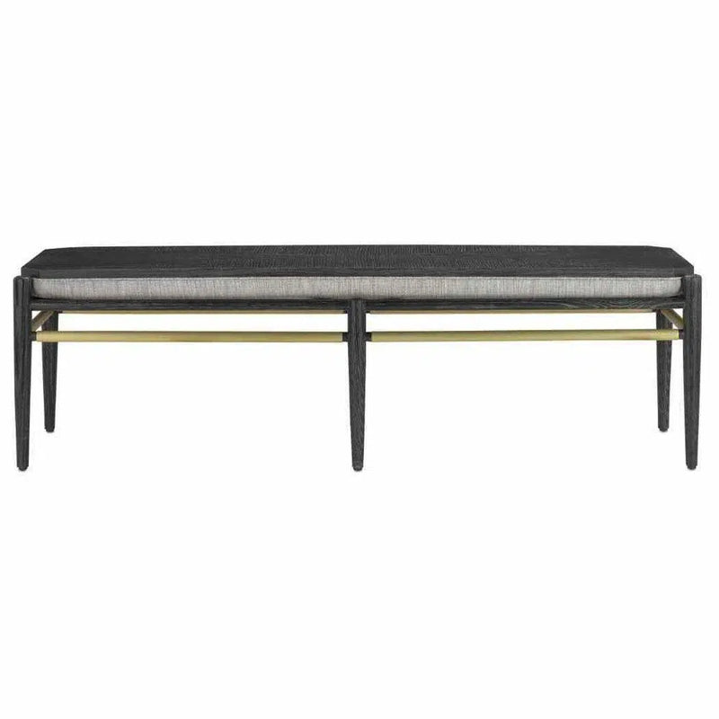 Ceruse Black Brushed Brass Visby Smoke Black Bench Bedroom Benches LOOMLAN By Currey & Co