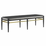 Ceruse Black Brushed Brass Visby Smoke Black Bench Bedroom Benches LOOMLAN By Currey & Co