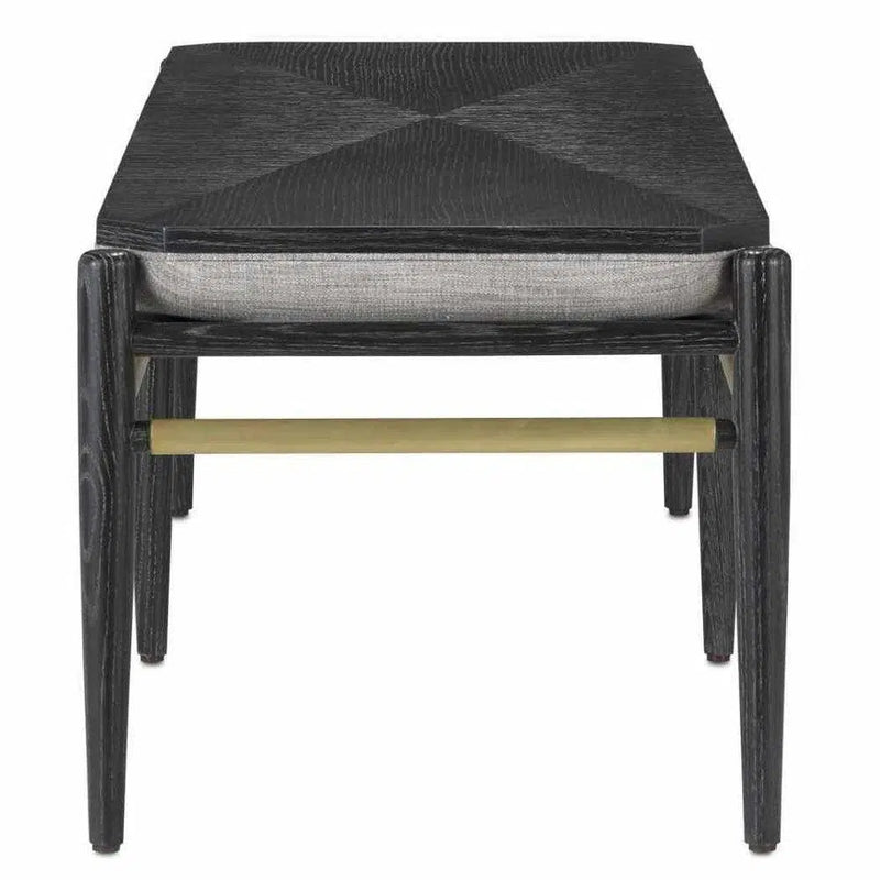 Ceruse Black Brushed Brass Visby Smoke Black Bench Bedroom Benches LOOMLAN By Currey & Co