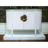 Ceruse White Brass Briallen White Demi-Lune Accent Cabinets LOOMLAN By Currey & Co