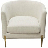 Chair in Light Cream Fabric with Gold Metal Legs Club Chairs LOOMLAN By Diamond Sofa