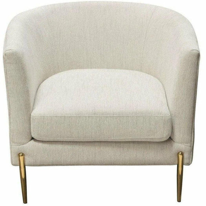 Chair in Light Cream Fabric with Gold Metal Legs Club Chairs LOOMLAN By Diamond Sofa