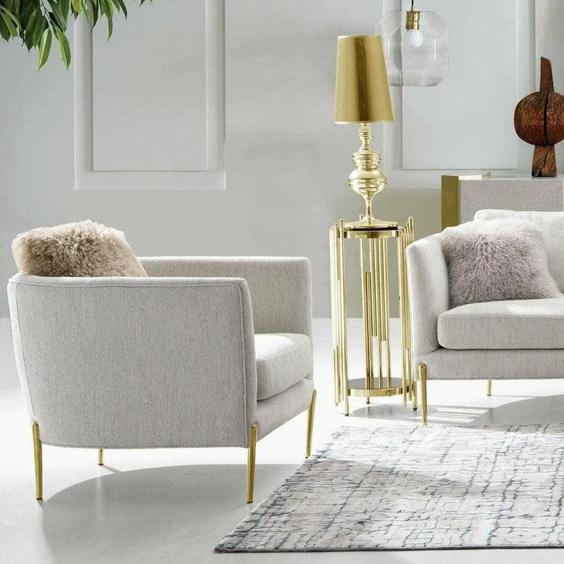 Chair in Light Cream Fabric with Gold Metal Legs Club Chairs LOOMLAN By Diamond Sofa