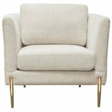 Chair in Light Cream Fabric with Gold Metal Legs Club Chairs LOOMLAN By Diamond Sofa