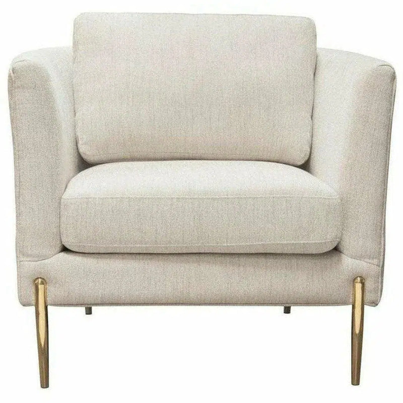 Chair in Light Cream Fabric with Gold Metal Legs Club Chairs LOOMLAN By Diamond Sofa