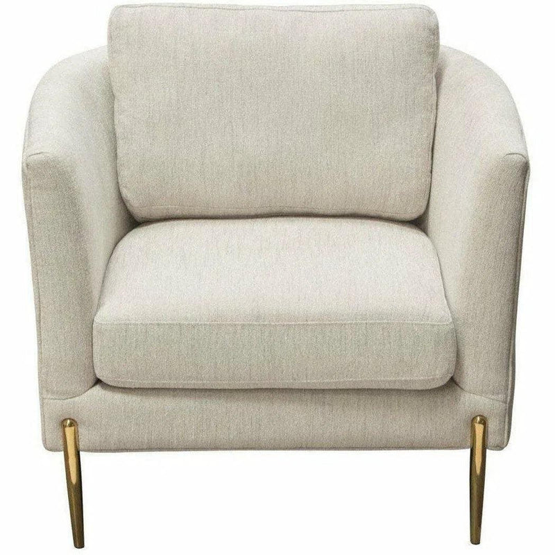 Chair in Light Cream Fabric with Gold Metal Legs Club Chairs LOOMLAN By Diamond Sofa