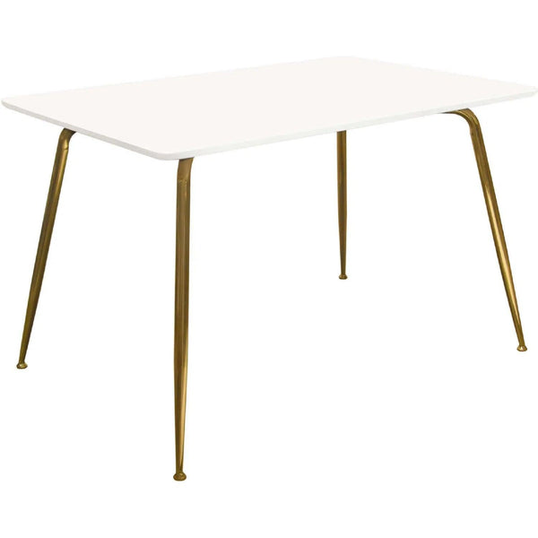 Chance White Lacquer Top Rectangular Dining Table with Brushed Gold Metal Legs Dining Tables LOOMLAN By Diamond Sofa