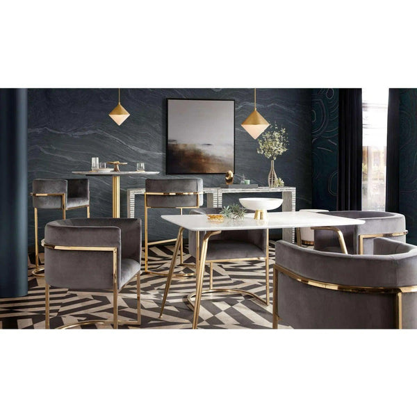 Chance White Lacquer Top Rectangular Dining Table with Brushed Gold Metal Legs Dining Tables LOOMLAN By Diamond Sofa