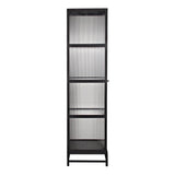 Chandler Tall Glass Display Curio Cabinet Black Metal Bookcases LOOMLAN By Noir