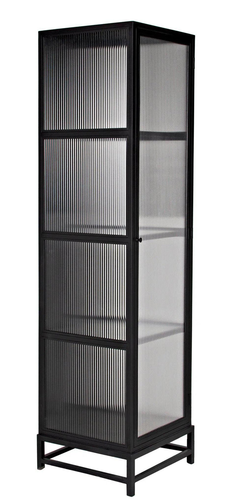 Chandler Tall Glass Display Curio Cabinet Black Metal Bookcases LOOMLAN By Noir