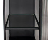 Chandler Tall Glass Display Curio Cabinet Black Metal Bookcases LOOMLAN By Noir