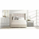 Chandler Wingback Cream Velvet Platform Bed Beds LOOMLAN By Essentials For Living