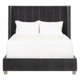 Chandler Wingback Dark Gray Velvet Platform Bed Beds LOOMLAN By Essentials For Living