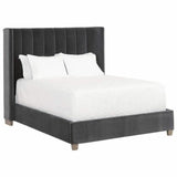 Chandler Wingback Dark Gray Velvet Platform Bed Beds LOOMLAN By Essentials For Living