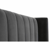 Chandler Wingback Dark Gray Velvet Platform Bed Beds LOOMLAN By Essentials For Living