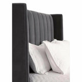 Chandler Wingback Dark Gray Velvet Platform Bed Beds LOOMLAN By Essentials For Living