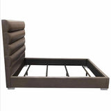 Channel Tufted Dark Grey Leather Bed Frame Beds LOOMLAN By Diamond Sofa