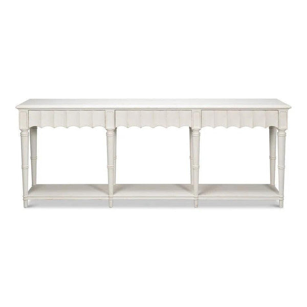 Chantal Console Table With Drawers and Storage in Antique White Console Tables LOOMLAN By Sarreid