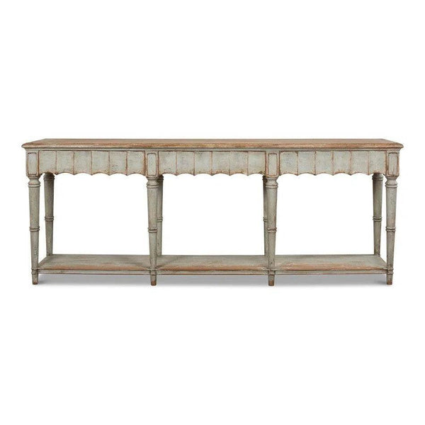 Chantal Console Table With Drawers and Storage Shelf In Natural Rustic Console Tables LOOMLAN By Sarreid